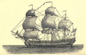 British Sailing Ship, 18th Century, 1906, 8-27-2015
