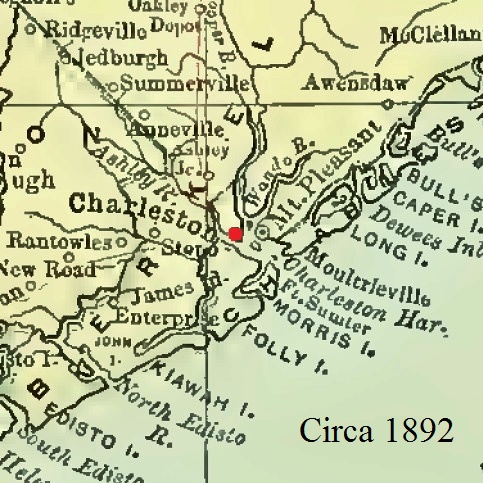 Charleston, South Carolina Map, circa 1892